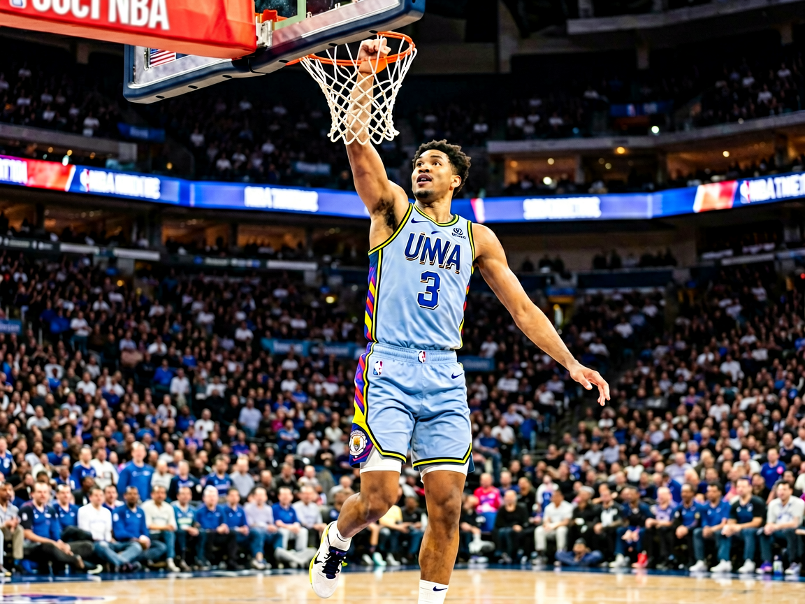 NBA比赛精彩瞬间，球员扣篮得分的动感画面